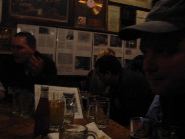 People. A table. Beer.
