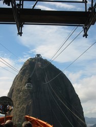 Riding the cable car (telef�rico) to the top of the P�o d'A�ucar