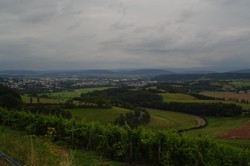 The first view from the Luxembourg border of the rolling pastures of my Oma�s homeland, Germany.  I stopped at the first Imbi� that I saw and managed to speak somewhat intelligibly to someone in a foreign language in placing my order, which was a new experience.  The Germans have been the friendliest and most helpful of all.  For example, I do not even need to ask for directions in this country- if I am even looking at a map looking slightly confused someone will come up and ask if they can help.  Dang I�m glad I was a German major.  (8/14/04)