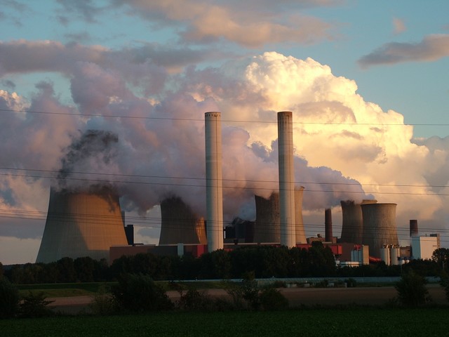 A reactor near Pulheim, Germany, sending clouds of steam into the atmosphere in the sweet light.  (9/14/04)