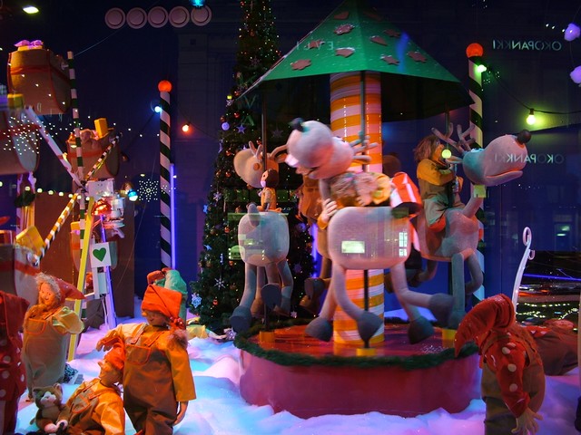 This was one of the Stockman Department store Christmas displays in Helsinki that people gathered around to stare at in between Christmas shopping.  There was even a special wooden observation platform intstalled outside the window for optimal viewing.  Finland was fantastic, so Kiitos Finland, and Moi Moi! (11-29-04)