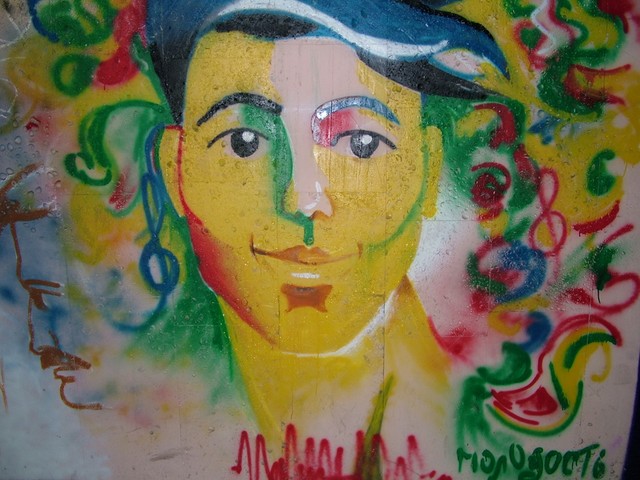 As in Belarus and Ukraine, in Moldova all the busy streets have underground pedestrian passages that are full of shops, loiterers, the occasional begger, and a liberal dose of graffiti - a fine example of which you can see here.  (1-8-05)