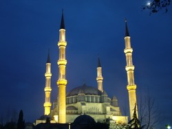 Woo hoo!  I am happy to report that I am now in Turkey.  I crossed the Ottoman border early in the morning and got my multiple entry visa for a mere 20 bucks (the book said it was supposed to cost 100).  I stopped in Edirne (formerly Adrianople), in time for the call to prayer coming over the loudspeakers (some of these guys are pretty talented and some could use some singing lessons).  Edirne was only 20 or so kilometers from the Bulgarian border and was a calm and quiet introduction to Turkey that allowed me to get situated.  Turkey has two currencies floating around right now because they just erased six zeros off the Turkish Lirasi, but it's not that complicated.  Edirne is not just a sleepy border town - it has the Selimiye Camii, the finest mosque of the Ottoman empire's most highly regarded architecht - Mimar Sinan - some might say the finest mosque in all Turkey.  It dominates the skyline, especially at night when the minarets are glowing.  (1-22-05)