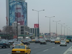I was wired for the ride into Istanbul - a city of 16 million.  This megalopolis is on a scale that cannot compare to anything that I have encountered on the trip thus far, so I was expecting some crazyness trying to get into the center.  Although I was on the smaller highway - the D-100 - about 30 km outside the city limit it turned into an eight-lane monster of blaring truck horns, swerving taxis and everyone else trying to get into the city.  But it all worked out.  A lot of drivers slowed down to yell out questions about where I was from - after one driver found out I was American he steered along side me for several minutes with the window down telling me about when he had lived in Philly.  Istanbul is amazing - I think I may stay here a bit longer than I thought.  (1-24-05)