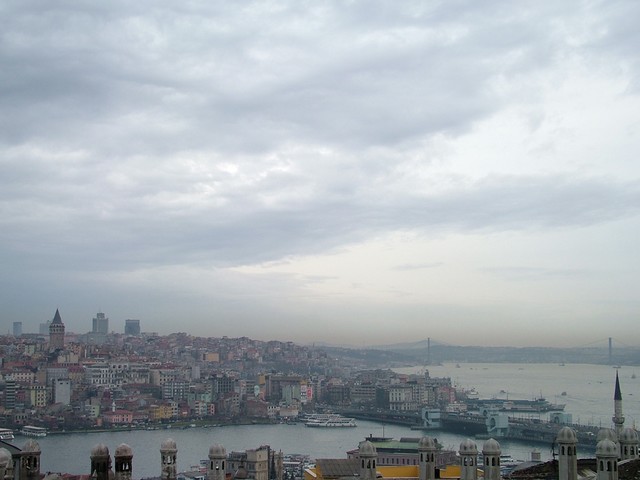 Istanbul is a gorgeous city with views a plenty - this shot is from the S�leymaniye Camii, the largest mosque in all Istanbul, looking across the Golden Horn to Beyoglu.  The skies have been pretty grey here with a fair amount of rain, which gives everything a temperate winter atmosphere.  It is sort of like San Francisco in that respect.  Dang, why didn't anyone tell me Istanbul would be this great?  Don't worry, I forgive you all.  (1-25-05)
