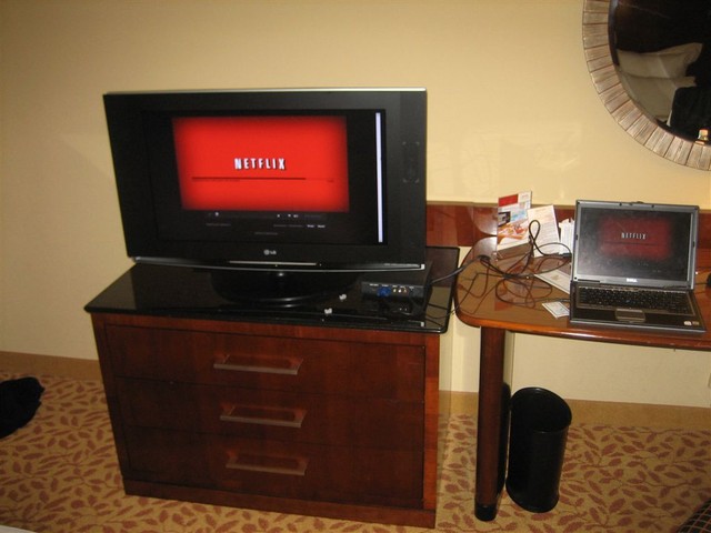 Streaming Netflix on-demand movies to the lovely by flat screen! Buffering...