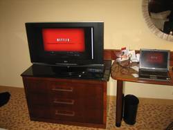 Streaming Netflix on-demand movies to the lovely by flat screen! Buffering...