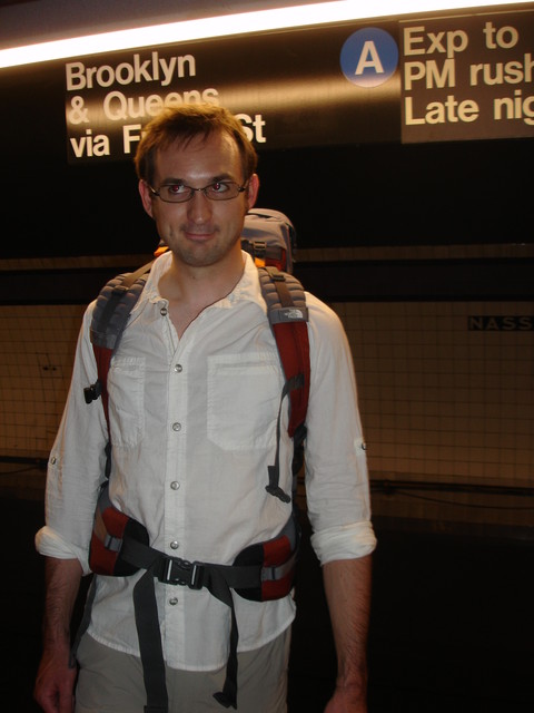 Waiting on the subway platform. NYC's Summer subway heat was a great trial run for Egypt desert.