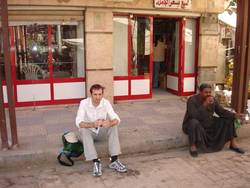 Me eating my falafel sandwich